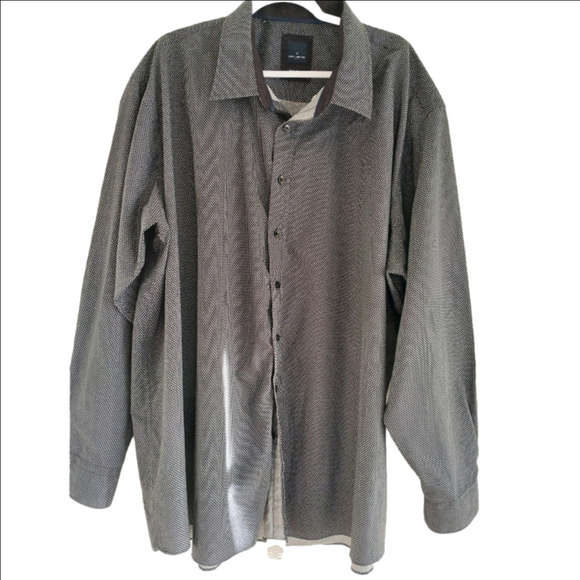 Hechter Paris Premium Cotton Button Down shirt Mens 4XT   LIKE NEW   Black print - Picture 10 of 15